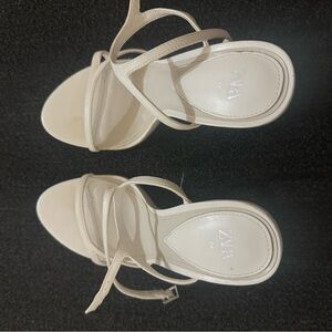 White Zara heeled sandals worn once